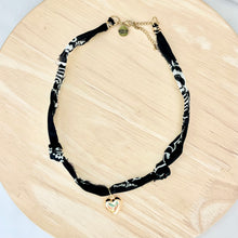 Load image into Gallery viewer, Black bandana necklace with statement charm