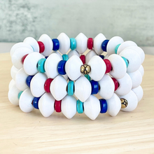 Load image into Gallery viewer, Lightweight red white blue beaded stretch bracelet