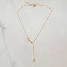 Load image into Gallery viewer, Dainty gold Y necklace layering lariat design