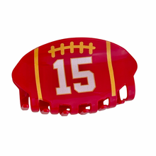Load image into Gallery viewer, Football fan claw clip game day hair accessory for number 15 Patrick Mahomes Kansas City Chiefs