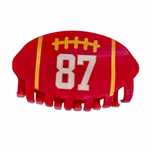 Load image into Gallery viewer, Kansas City Chiefs Game day football claw clip for women's hair number 87 Travis Kelce