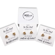 Load image into Gallery viewer, Gold earring gift box for bridesmaid proposal