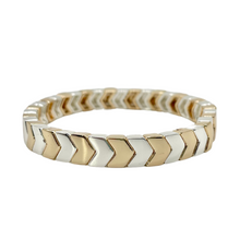 Load image into Gallery viewer, Chevron tile bracelet gold and silver stackable bracelet