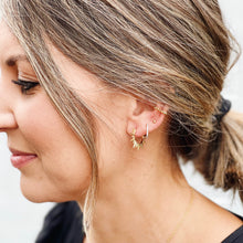 Load image into Gallery viewer, Gold sunburst stud earrings with spike design