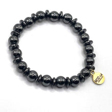 Load image into Gallery viewer, Gunmetal hematite beaded bracelet stretch fit