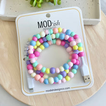 Load image into Gallery viewer, Beaded Phone Charger - Pastel Rainbow