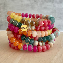 Load image into Gallery viewer, beautiful warm tone natural gemstone beads in various colors make a beautiful stack for fall