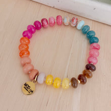 Load image into Gallery viewer, Beautiful natutral gemstone beads on a stretch cord in shades of pink, yellow, orange, and browns make a great addition to your fall outfit.