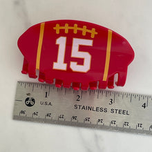 Load image into Gallery viewer, Red Football hair claw clip number 15 game day accessory Kansas City Chiefs