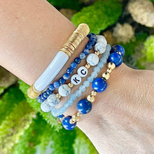 Load image into Gallery viewer, kansas city bracelet stack blue beaded bracelets set