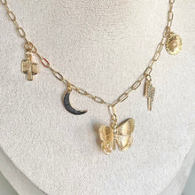 Load image into Gallery viewer, Gold mother nature charm necklace paperclip chain