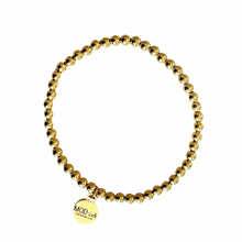 Load image into Gallery viewer, 18k gold plated beads on a durable stretch cord creates a comfortable bracelet that is perfect for stacking