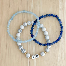 Load image into Gallery viewer, kc bracelet stack set blue beaded kansas city jewelry