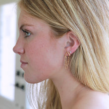 Load image into Gallery viewer, Dainty gold chain earrings that are lightweight and easy to elevate any outfit. A great gift for busy moms and teens alike. Perfect for everyday wear and layering.
