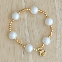 Load image into Gallery viewer, gold and pearl bracelet stackable minimalist jewelry