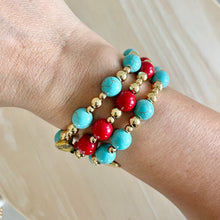 Load image into Gallery viewer, red beaded bracelet stackable holiday jewelry