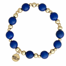 Load image into Gallery viewer, blue howlite bracelet gold bead game day jewelry