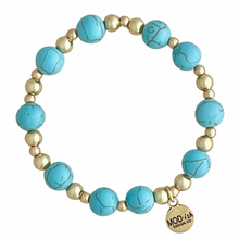 Load image into Gallery viewer, turquoise howlite bracelet gold bead summer jewelry