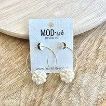 Load image into Gallery viewer, Pearl Cluster Hoop Earrings - Large
