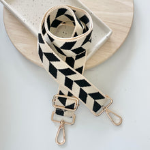 Load image into Gallery viewer, Black &amp; White Geomatric Bag Strap
