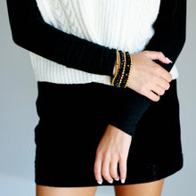 Load image into Gallery viewer, 18k gold plated beads on a durable stretch cord creates a comfortable bracelet that is perfect for stacking
