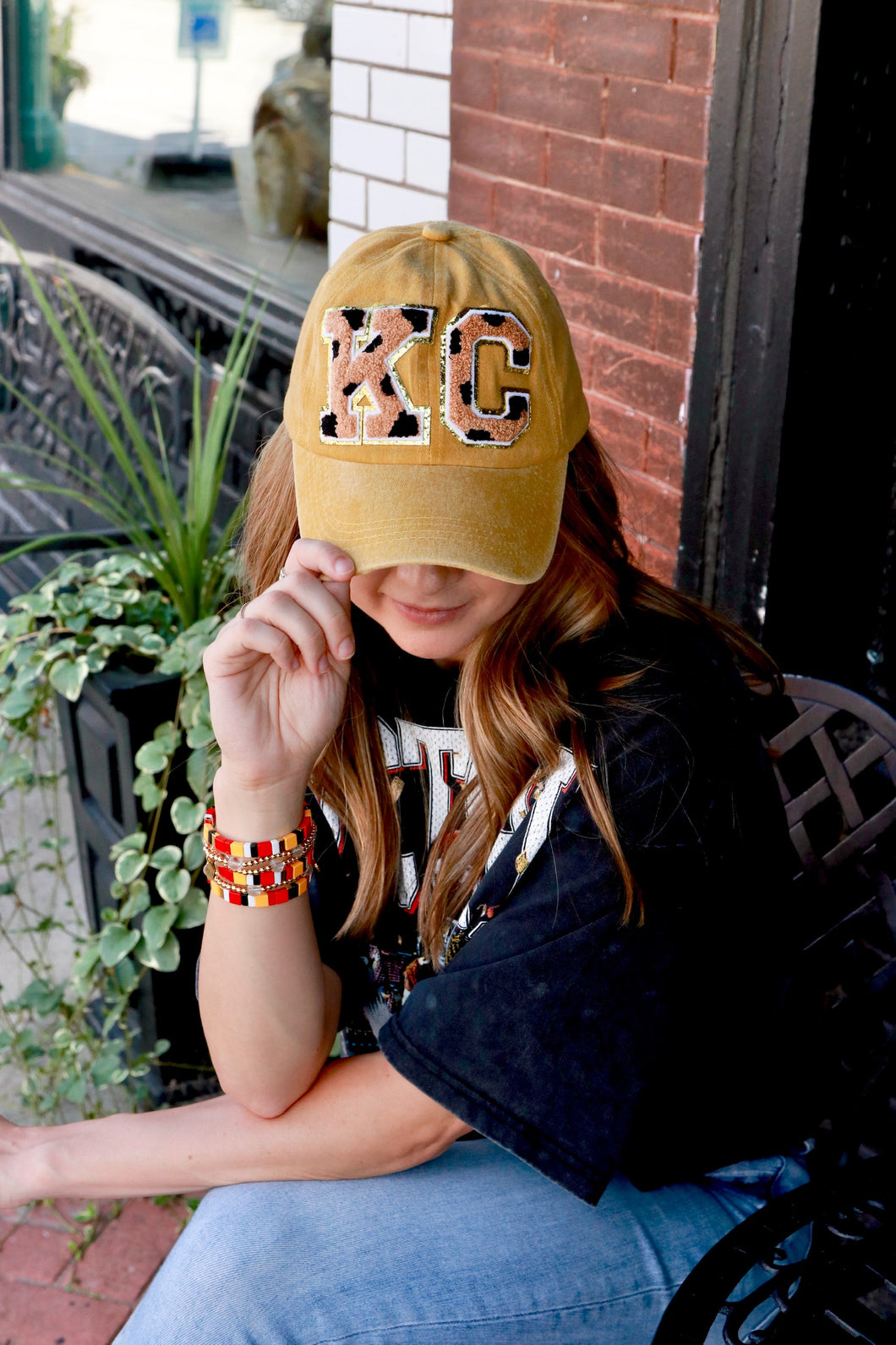 KC Baseball Cap - Mustard Leopard
