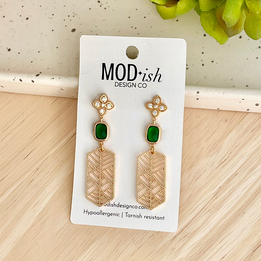 Florence Earrings - Emerald