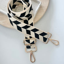 Load image into Gallery viewer, Black &amp; White Geomatric Bag Strap
