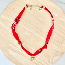 Load image into Gallery viewer, Bandana necklace with statement charm scarf style
