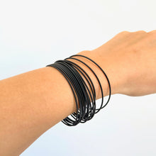Load image into Gallery viewer, Black bangle stack spring bracelets everyday wear
