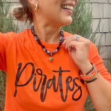 Load image into Gallery viewer, Black scarf necklace with charm layering style
