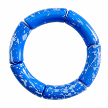 Load image into Gallery viewer, Blue splatter beaded bracelet stretch stackable style
