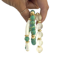 Load image into Gallery viewer, Blue turquoise crackle stretch bracelet acrylic beads
