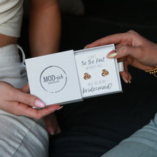 Load image into Gallery viewer, Bridesmaid gift box with gold stud earrings keepsake
