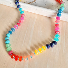 Load image into Gallery viewer, Colorful beaded necklace adds a pop of color to any outfit.  Great for fall sweaters and cozy vibes.  Jewel tones are rich and beautiful
