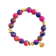 Colorful gemstone beaded bracelet multicolor stretch