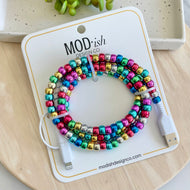 metallic beaded phone charger usb c lightning cute charging cable