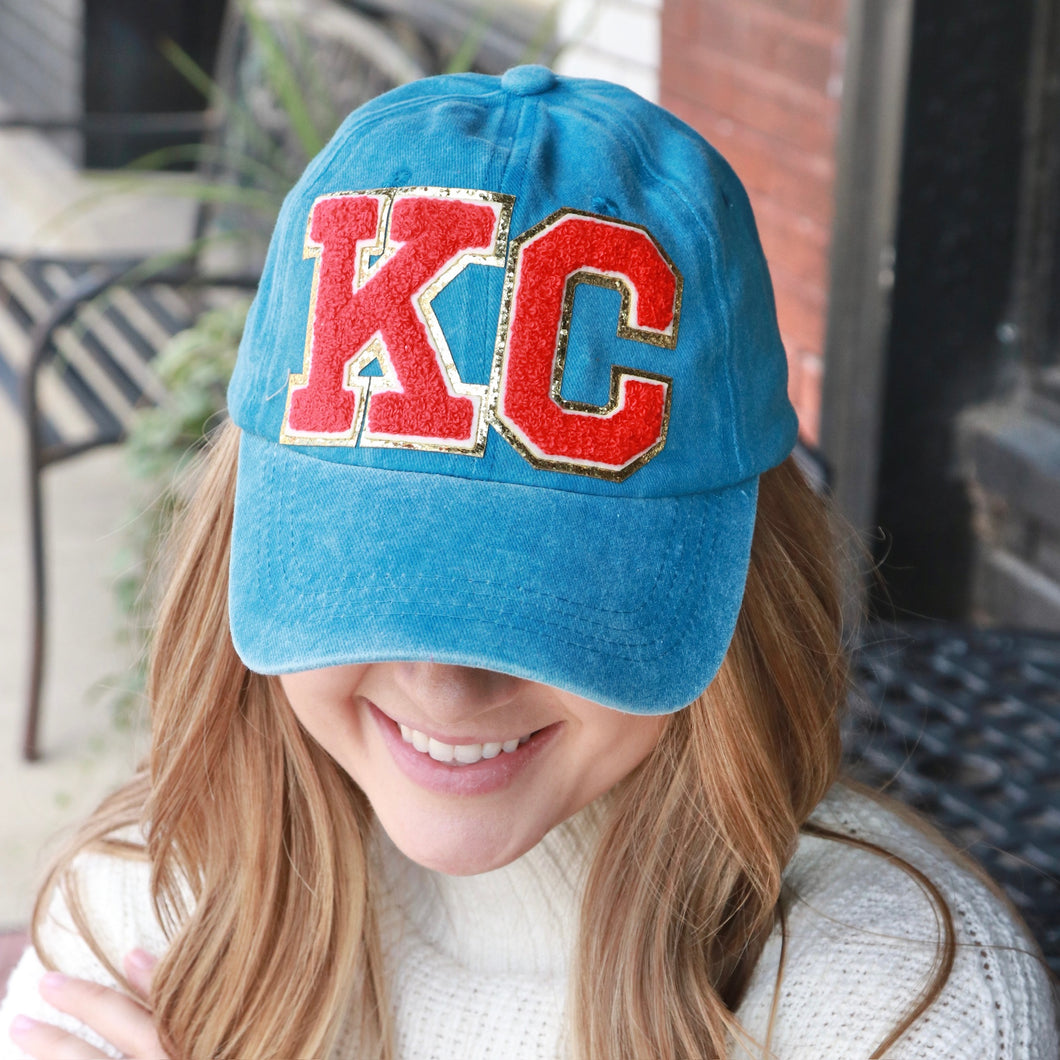 KC Baseball Cap - Teal + Red