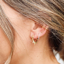 Load image into Gallery viewer, Edgy gold sunburst statement stud earrings
