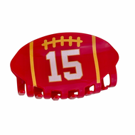 Football fan claw clip game day hair accessory for number 15 Patrick Mahomes Kansas City Chiefs
