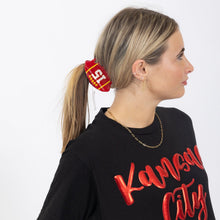 Load image into Gallery viewer, Football claw clip hair accessory with number 15 Kansas City Chiefs Patrick Mahomes
