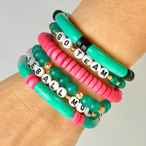Go Team Bracelet - Aqua & Hot Pink