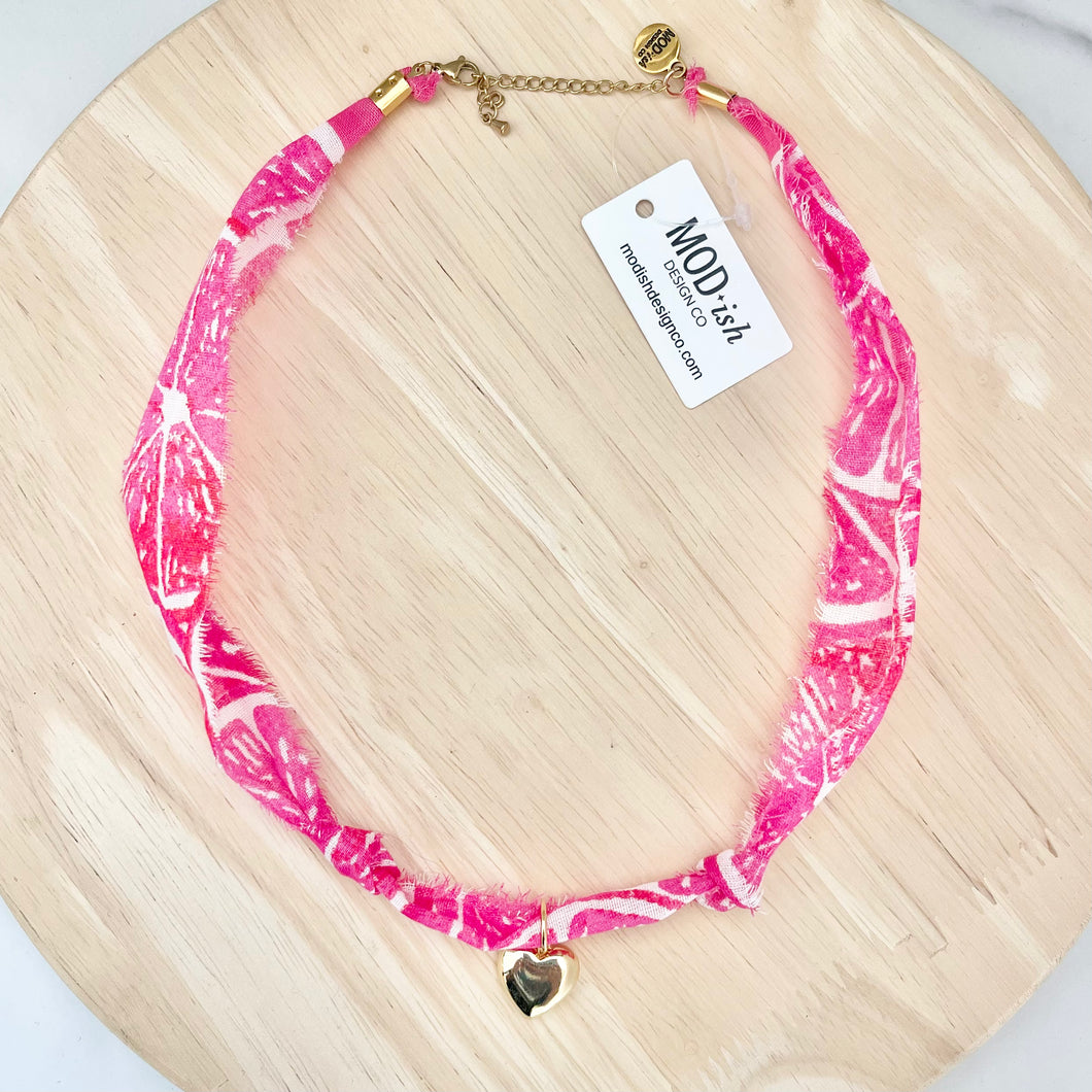 Bandana Necklace - Hot Pink Citrus