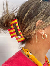Load image into Gallery viewer, Red &amp; Yellow Striped Claw Clip
