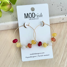 Load image into Gallery viewer, Gemstone Hoop Earrings - Chiefs
