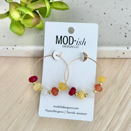 Gemstone Hoop Earrings - Chiefs