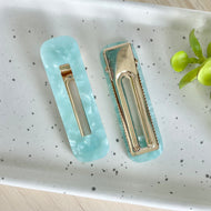 Mint Marble Crocodile Clip Set