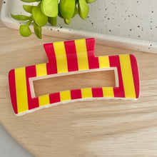 Load image into Gallery viewer, Red &amp; Yellow Striped Claw Clip
