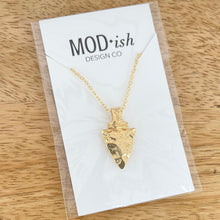 Load image into Gallery viewer, Gold arrowhead beaded necklace layering style
