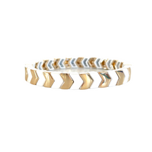 Load image into Gallery viewer, Gold white chevron beaded stretch bracelet on wrist
